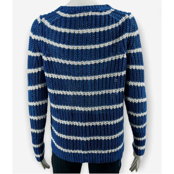 Banana Republic Blue White Stripe Cotton Sweater XS Nautical Coastal - Picture 4 of 7